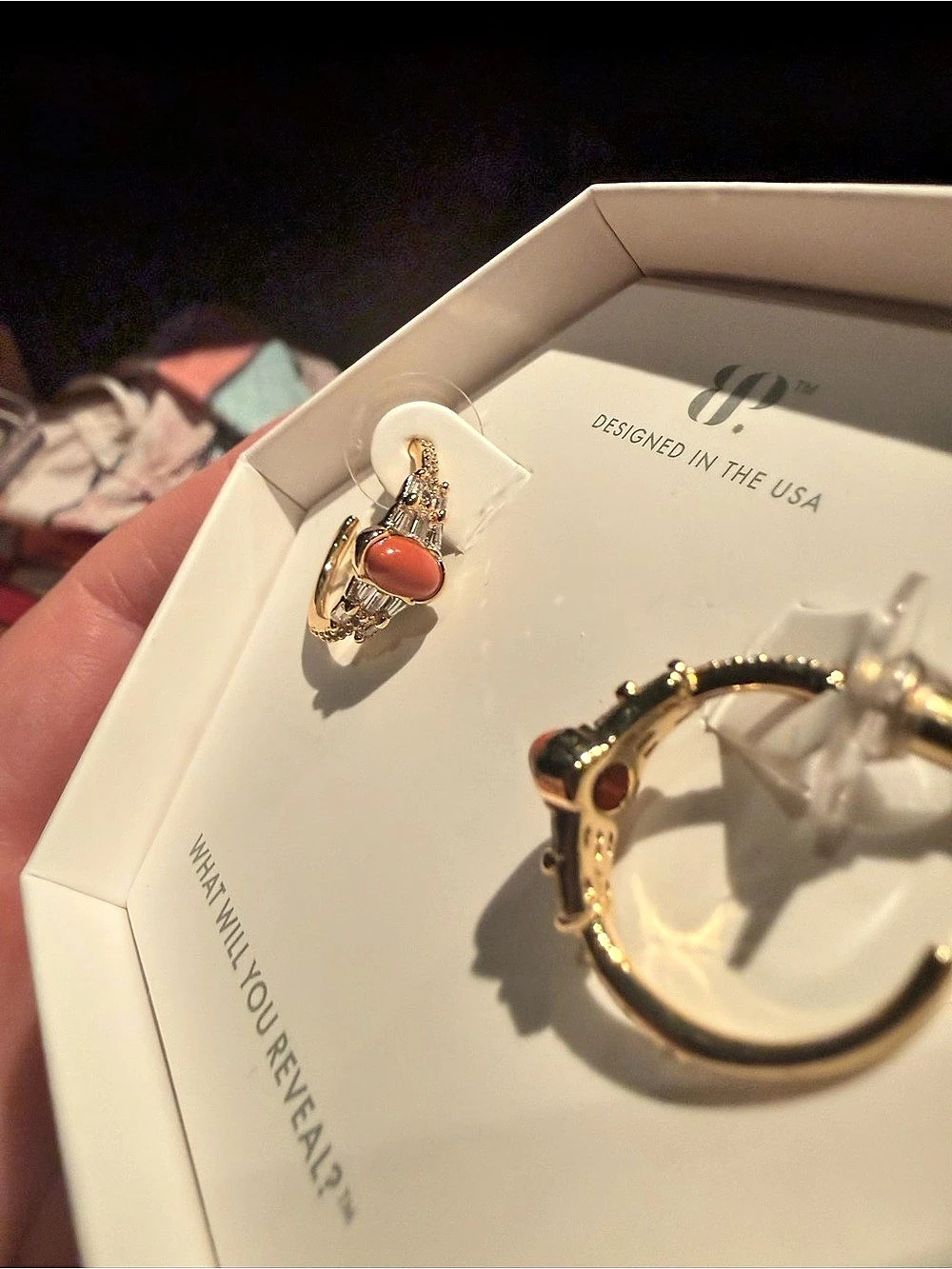 Bomb Party The Boulevard Gold & Orange Jewelry earrings NWT